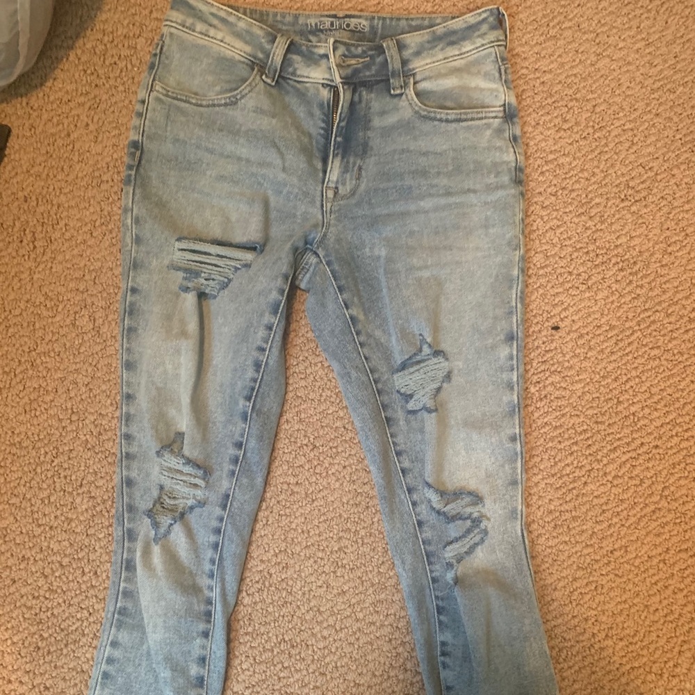 Maurice’s high rise distressed denim size 2 long